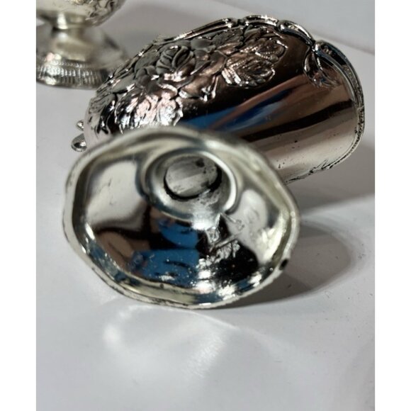 Vintage Silver Plate Salt Scuttle Bowl Roses Design 2.5” – No Spoon Set of 2 - Picture 7 of 7